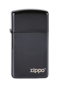 Zippo slim Ebony met Zippo logo